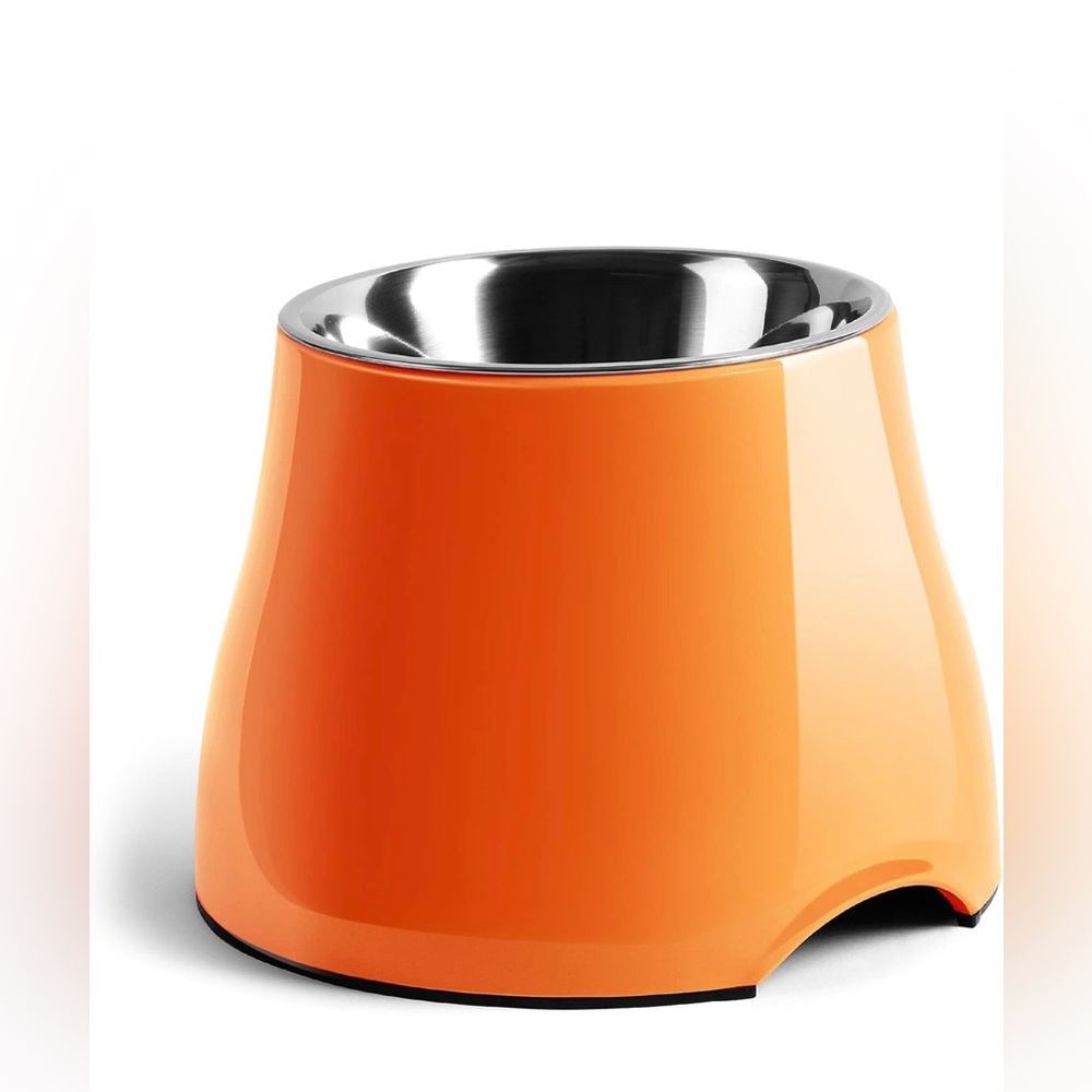 Elevated Dog Bowl, Non-Slip Dog Bowl with Stainless Steel Bowl, Orange, M